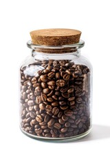 Poster - Fresh coffee beans in a glass jar, perfect for coffee shop advertisements