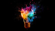 © Oleksandr - A light bulb exploding with colorful energy. symbolizing creative ideas and innovation