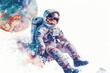 Astronaut in spacesuit with planet backdrop, suitable for science fiction concepts