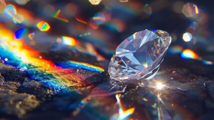 Canvas Print - Brilliant diamond on a dark background close-up macro photography