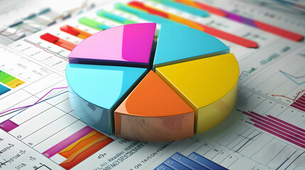 Wall Mural - Pie chart to visualize investment diversification, financial planning and investment, allocating money to invest in different types of assets