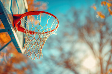 close up of basketball hoop with blurred background