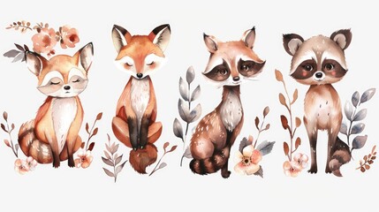 Wall Mural - A group of animals sitting next to each other. Suitable for various animal-related concepts