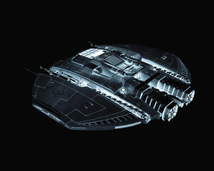 Wall Mural - alien spaceship is passing by on drone rear view