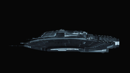 Wall Mural - alien spaceship is passing by on side view