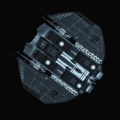 Wall Mural - alien spaceship is landing in bottom view