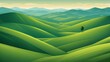 Landscape with green hills. Hilly terrain. Abstract nature background. Vector illustration.