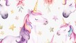 Cute unicorn and flower pattern, perfect for children's products or fantasy-themed designs