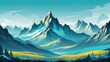 Landscape with turquoise mountains. Mountainous terrain. Abstract nature background. Vector illustration.