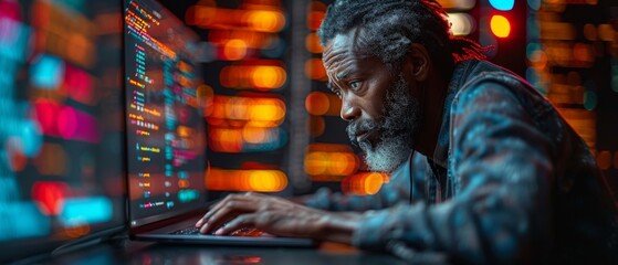 Aufkleber - IoT Internet of Things, software design concept. Businessman working on tablet computer. Coding programmer developing mobile apps. Web icons, code.