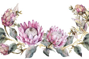 Canvas Print - A beautiful watercolor painting of a wreath of flowers. Ideal for various design projects