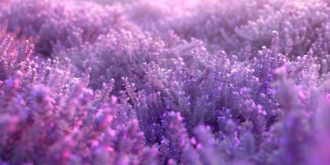 Poster - A beautiful field of purple flowers illuminated by sunlight. Perfect for nature and gardening concepts