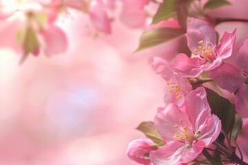 Wall Mural - Close-up of pink flowers on a tree. Suitable for nature and spring themes