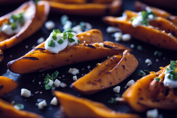 Wall Mural - Homemade Baked Fries Sweet Healthy Potato