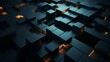 3D squares creating a dark, geometric depth map, minimalist style,
