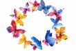 Colorful butterflies arranged in a circle on a plain white background. Perfect for nature or spring-themed designs