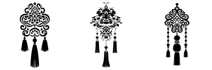 Wall Mural - Black and white silhouette of elements