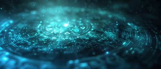 Aufkleber - Image of a blue digital background with technology symbols