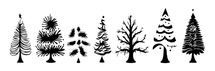 Wall Mural - Set of silhouettes of tree