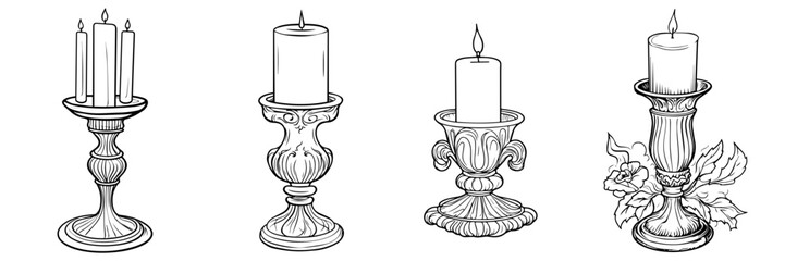 Wall Mural - Hand drawn sketch of a candle