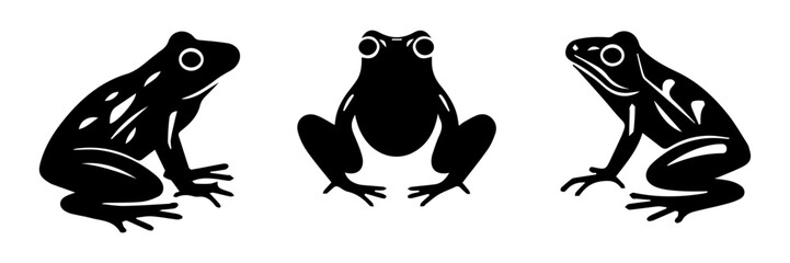 Wall Mural - black and white sketch of frogs
