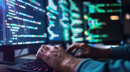 Close-up of Network Engineer Typing Commands