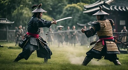 Wall Mural - Samurai in combat.