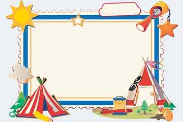 Wall Mural - Summer camp empty certificate, simple vector isolated on white background