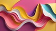Pink to yellow paper layers. D abstract gradient papercut. Colorful origami shape concept. Adjust the colors.