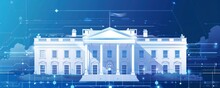 Blue Background With Holographic Elements Depicting The White House