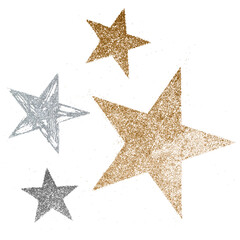 Festive glitter stars sticker transparent png