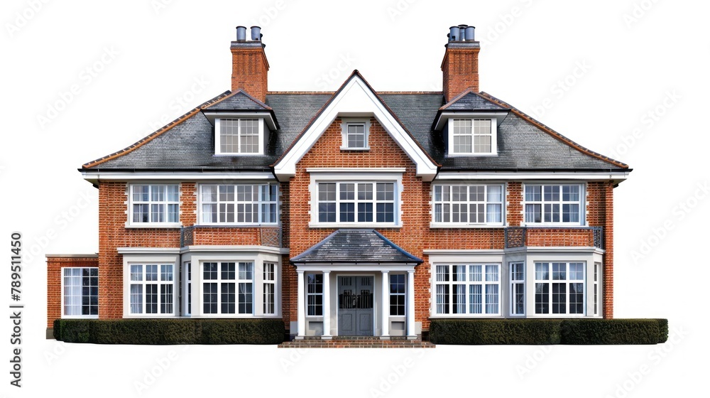 an ultra realistic front-view photo of british house on a street ...