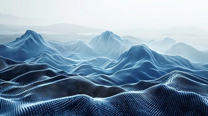 Wall Mural - Picture a landscape of digital mountains and valleys, where waves of binary code flow like rivers, crafting a topography of information that defines the terrain of the future.
