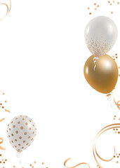 Wall Mural - Festive gold balloon frame png transparent background