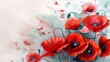 Red poppy flowers on pastel background. Remembrance Day, Armistice Day, Anzac day symbol, Generative AI