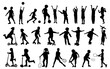 © Евгений Горячев - Children silhouettes on white background. Little girls and boys playing sports. Vector illustration.