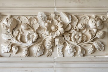 Poster - Elegant Floral Plaster Relief Wall Decoration