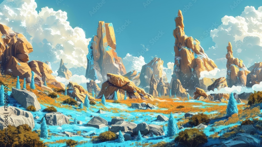 alien planet landscape, beautiful forest the surface of an exoplanet ...