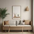 Modern Living Room Poster Mockup: House Background Interior Design