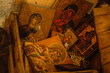 A wooden box of ancient Orthodox icons symbolizing the communist religious repression against Christians