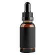 amber dropper bottle with a blank black label isolated on a transparent background, 1oz essential oil, serum bottle presentation mockup