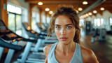 Portrait of a beautiful young woman in the gym. 