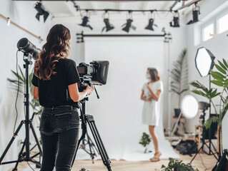 Wall Mural - A behind-the-scenes look at a fashion vlog, featuring stylish outfits and glamorous makeup routines.