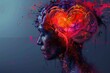 heartfelt passion and selflove young mans brain with vibrant heart splash mental health concept digital art