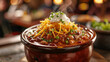 Steaming bowl of chili with toppings