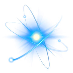 Wall Mural - Atom science biotechnology blue png neon graphic