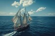 majestic historical schooner with billowing sails navigating the vast open ocean