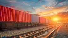 Efficient Rail Logistics Intermodal Containers Transported On Train Car For Rail Freight Shipping, Streamlining Import-Export Operations From China	