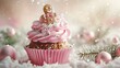 Festive Holiday Cupcake with Playful Gingerbread Ornament