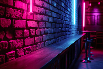 Wall Mural - Mockup wall neon with empty space or copy space
